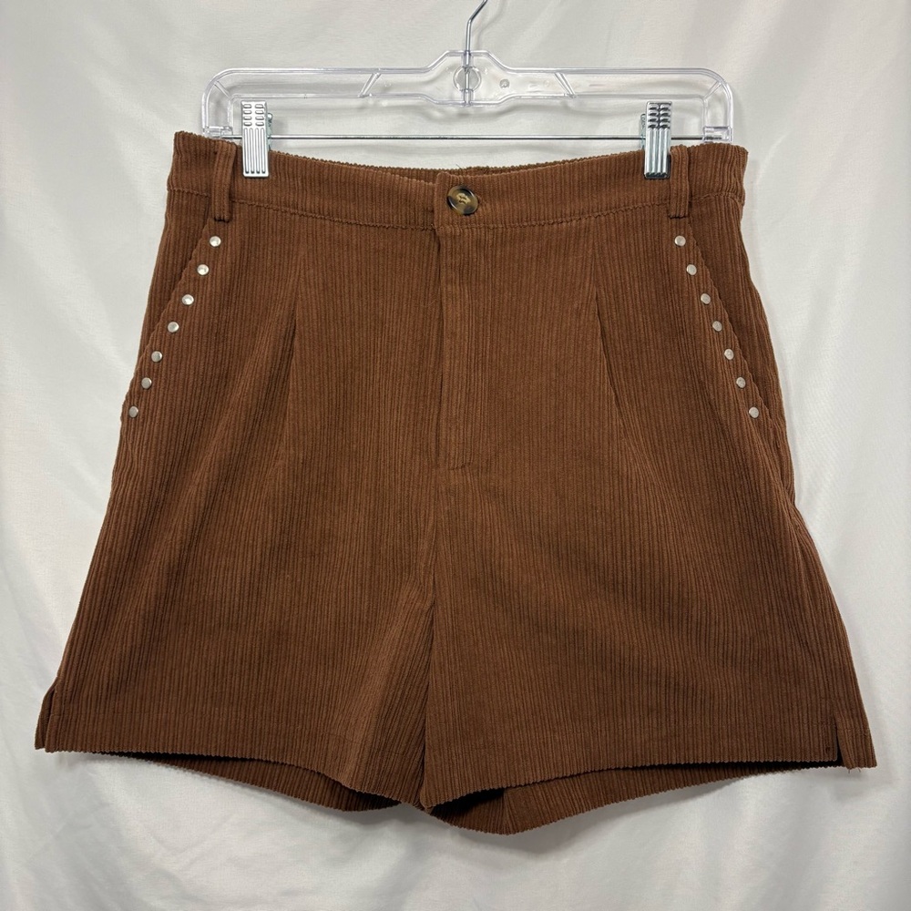 Hem & Thread High-Rise Brown Corduroy Women’s Shorts Size Medium